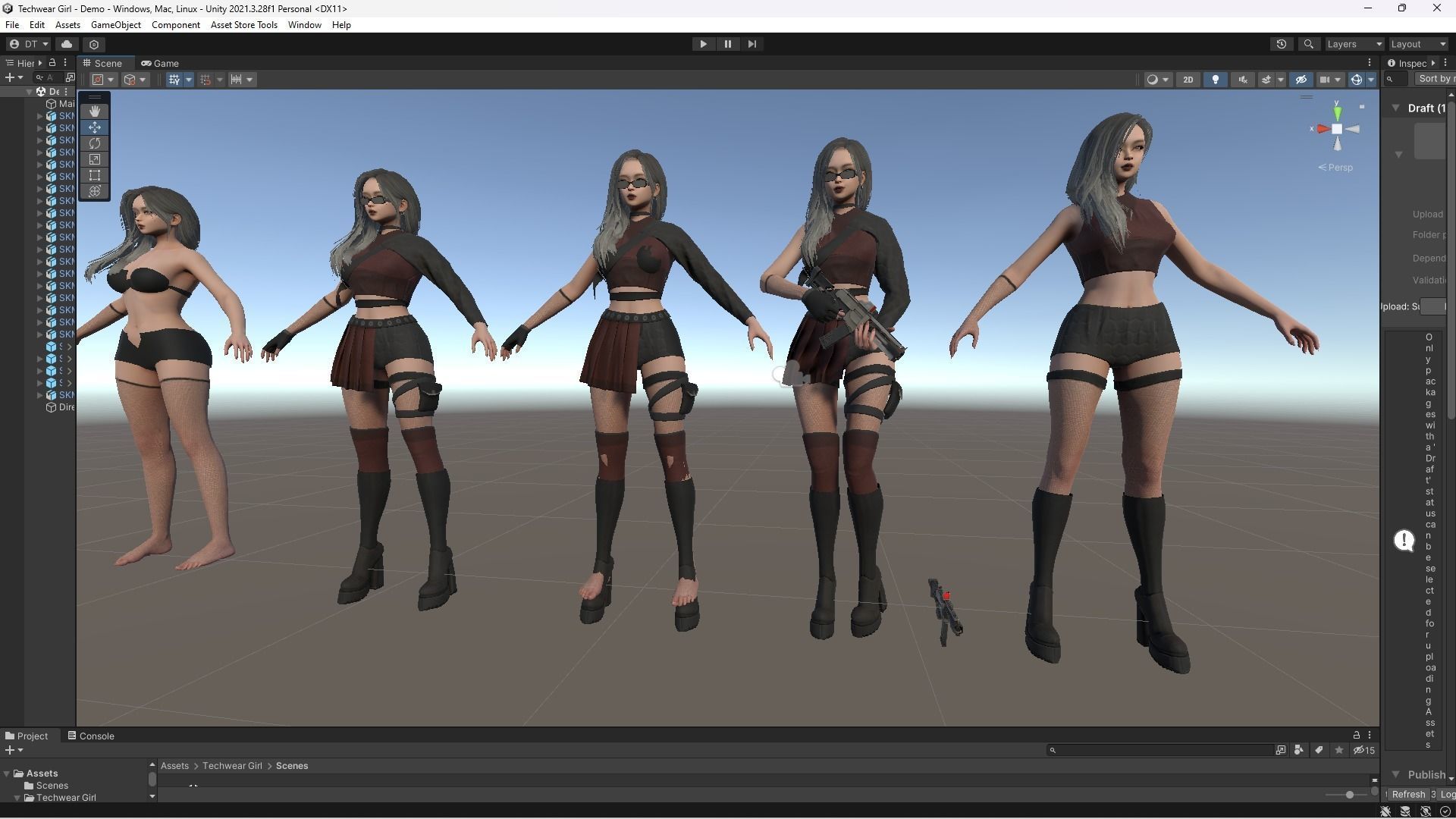 Techwear Girl - Modular Female Character Low-poly 3D model_16