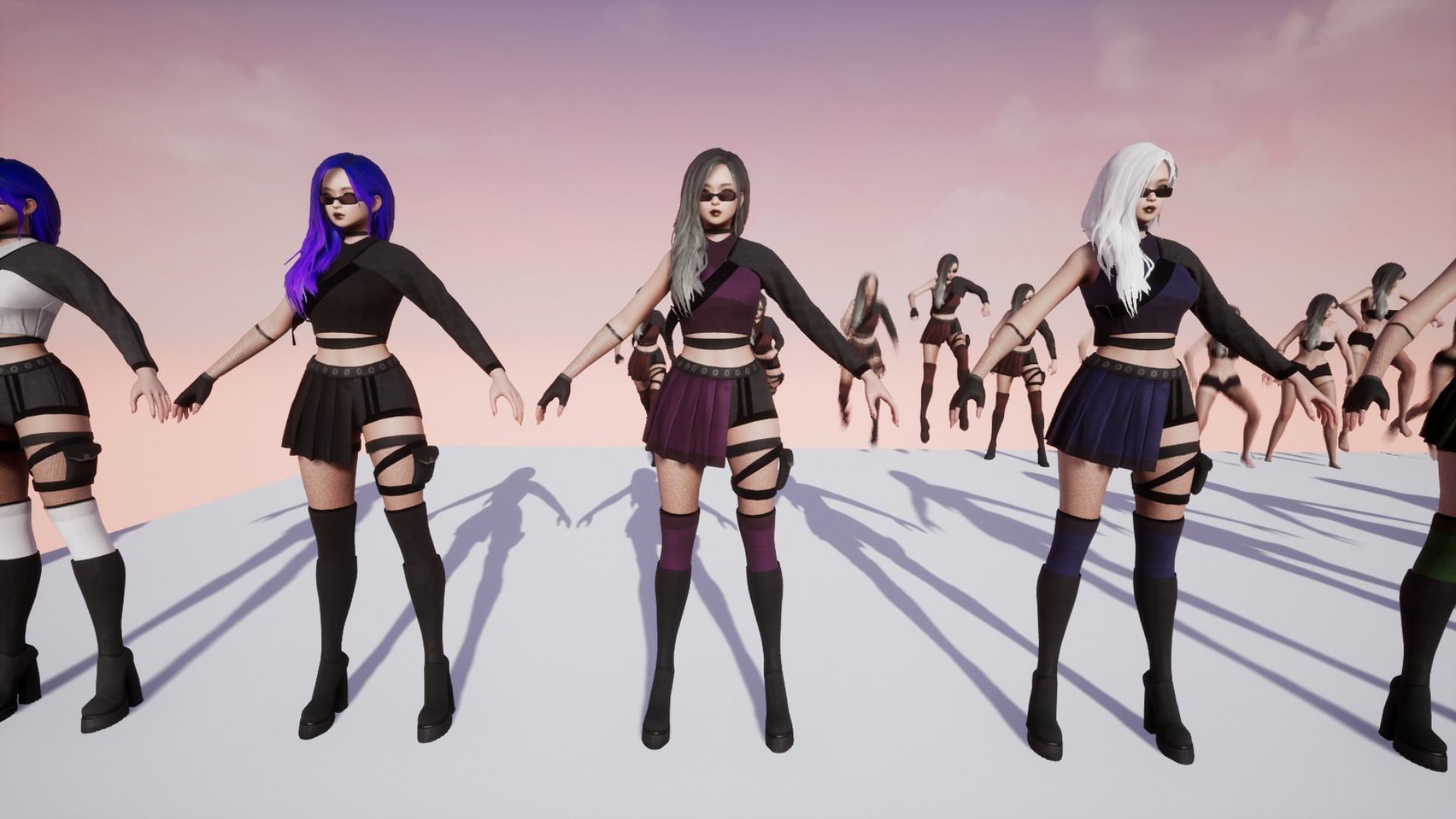 Techwear Girl - Modular Female Character Low-poly 3D model_24