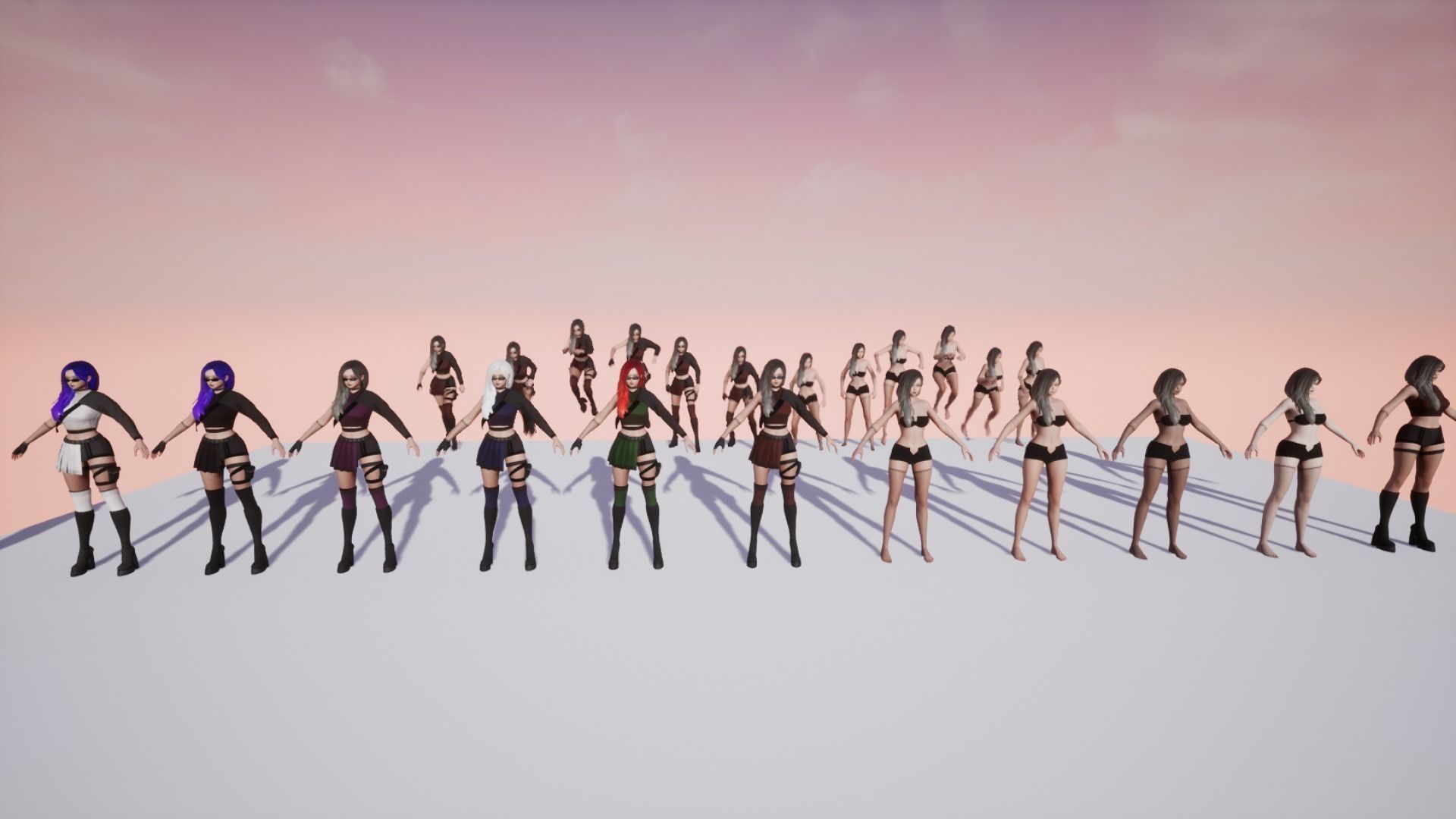 Techwear Girl - Modular Female Character Low-poly 3D model_23