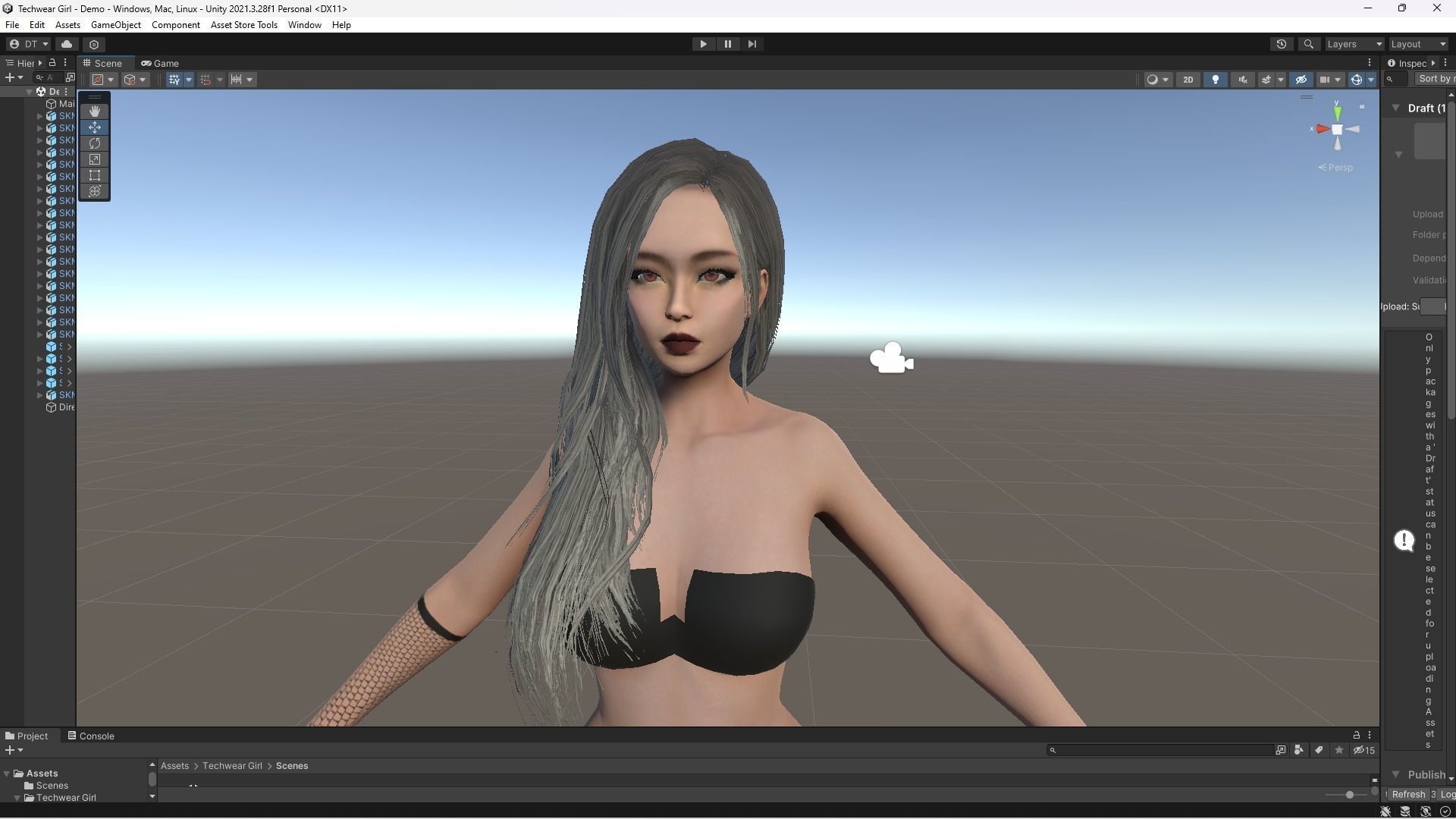 Techwear Girl - Modular Female Character Low-poly 3D model_17