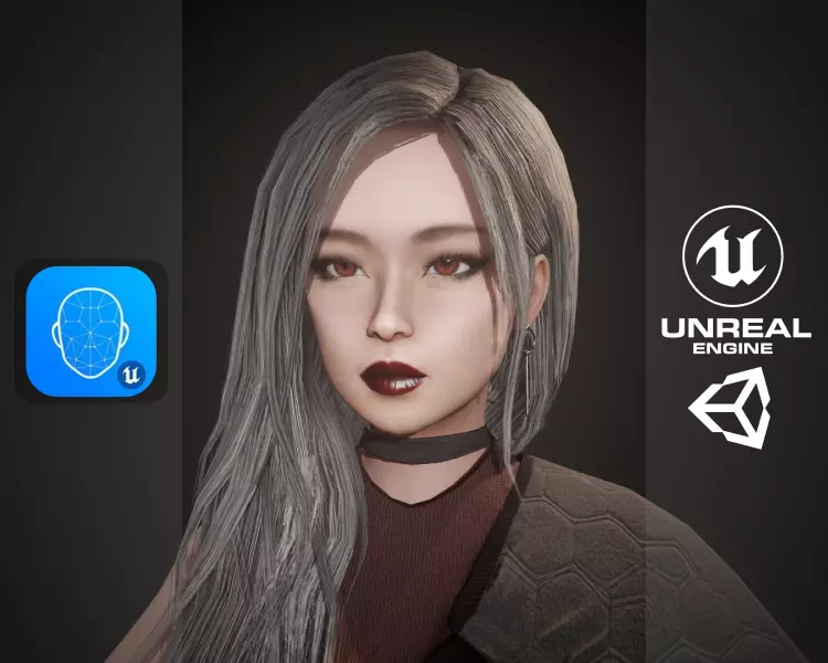 Techwear Girl - Modular Female Character Low-poly 3D model_0