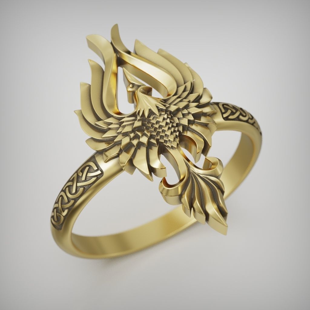 Fenix bird wings ring 3D print model_5