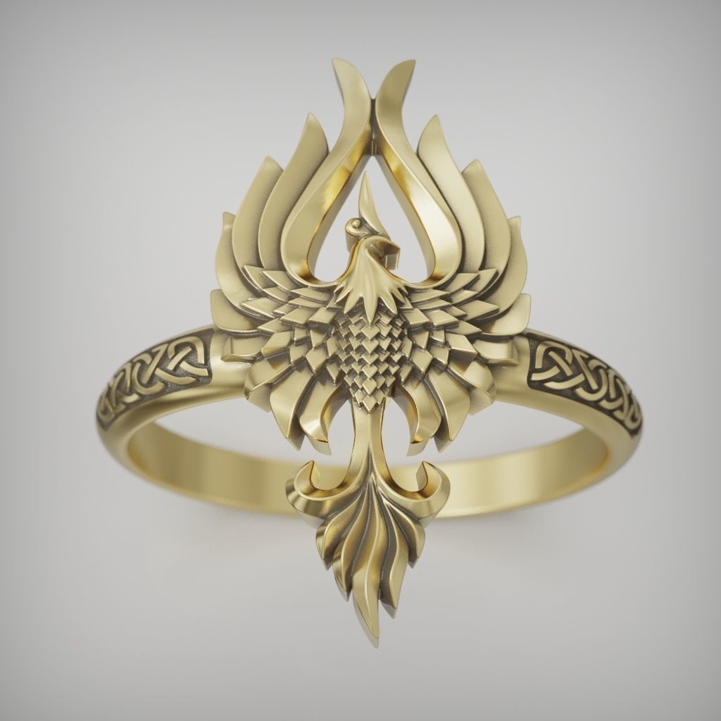 Fenix bird wings ring 3D print model_1