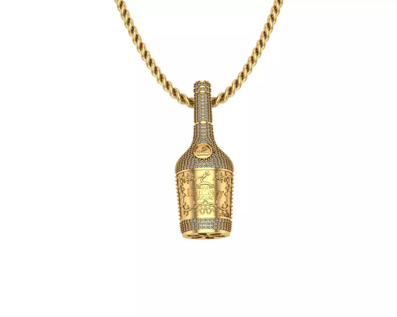 Hennessy Whisky Wine Bottle Diamond Pendants 3D print model