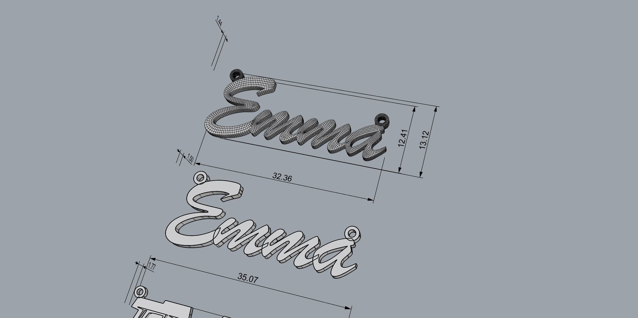 EMMA name pendants 4 pack 3D print model_2
