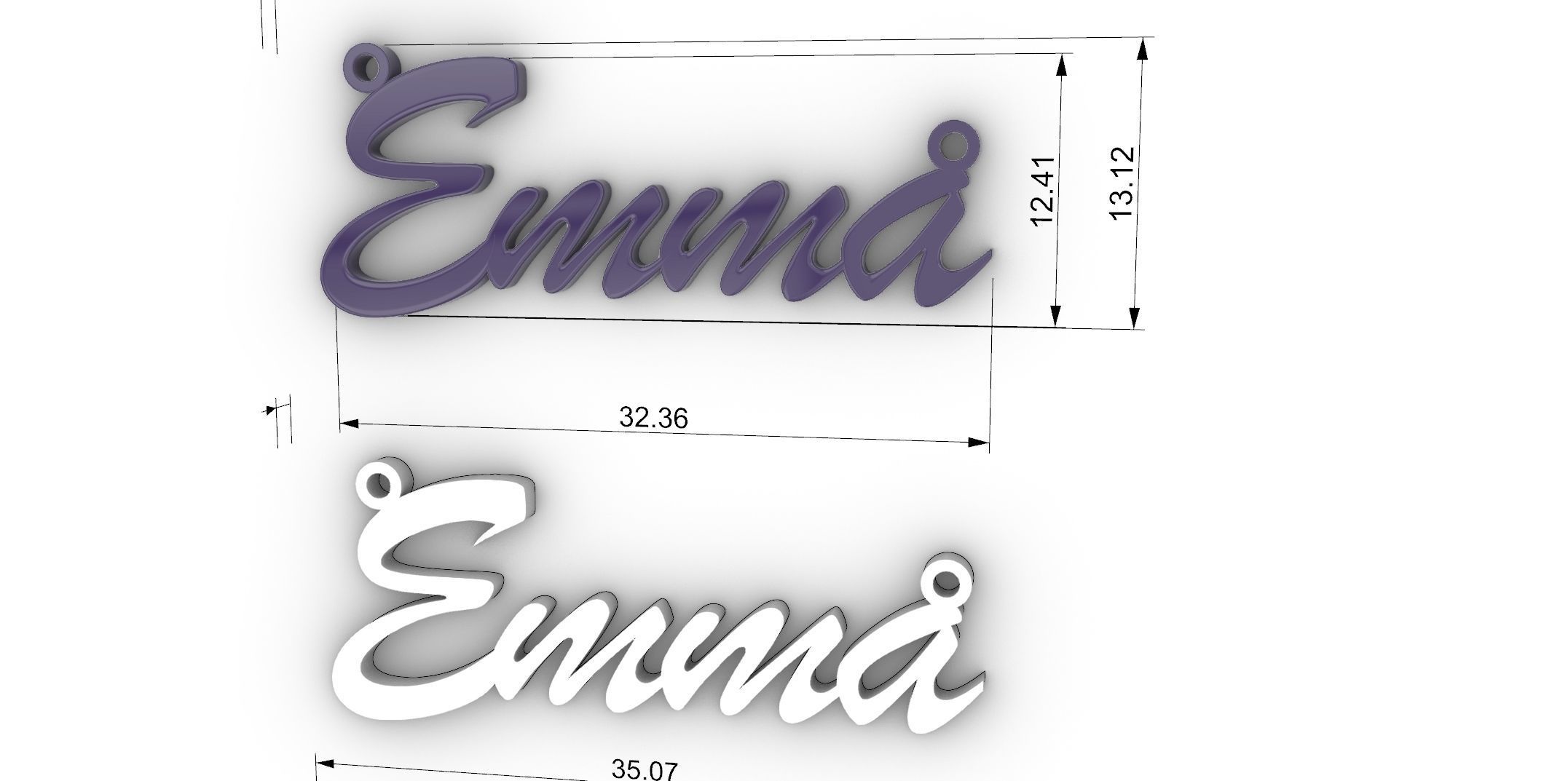 EMMA name pendants 4 pack 3D print model_5