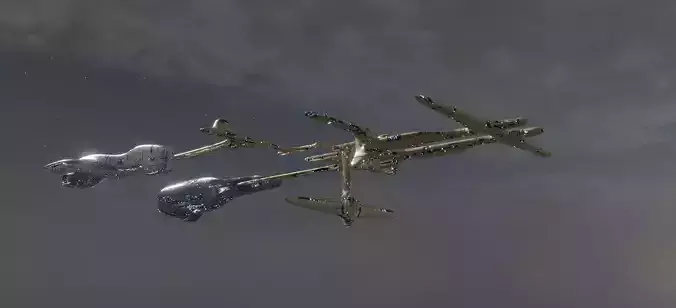 Space Station with 2 Spaceship 3D model