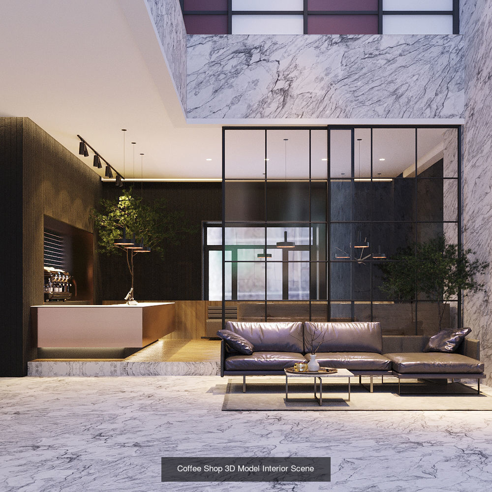 4 Different coffee shop style 3D Model Collection_3