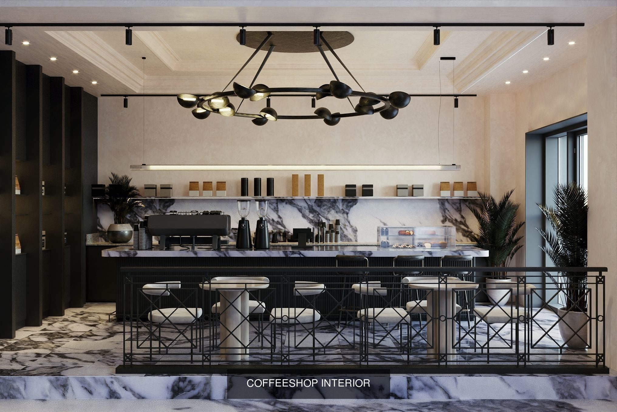 4 Different coffee shop style 3D Model Collection_4