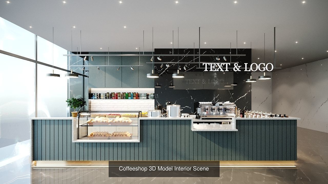 4 Different coffee shop style 3D Model Collection_1