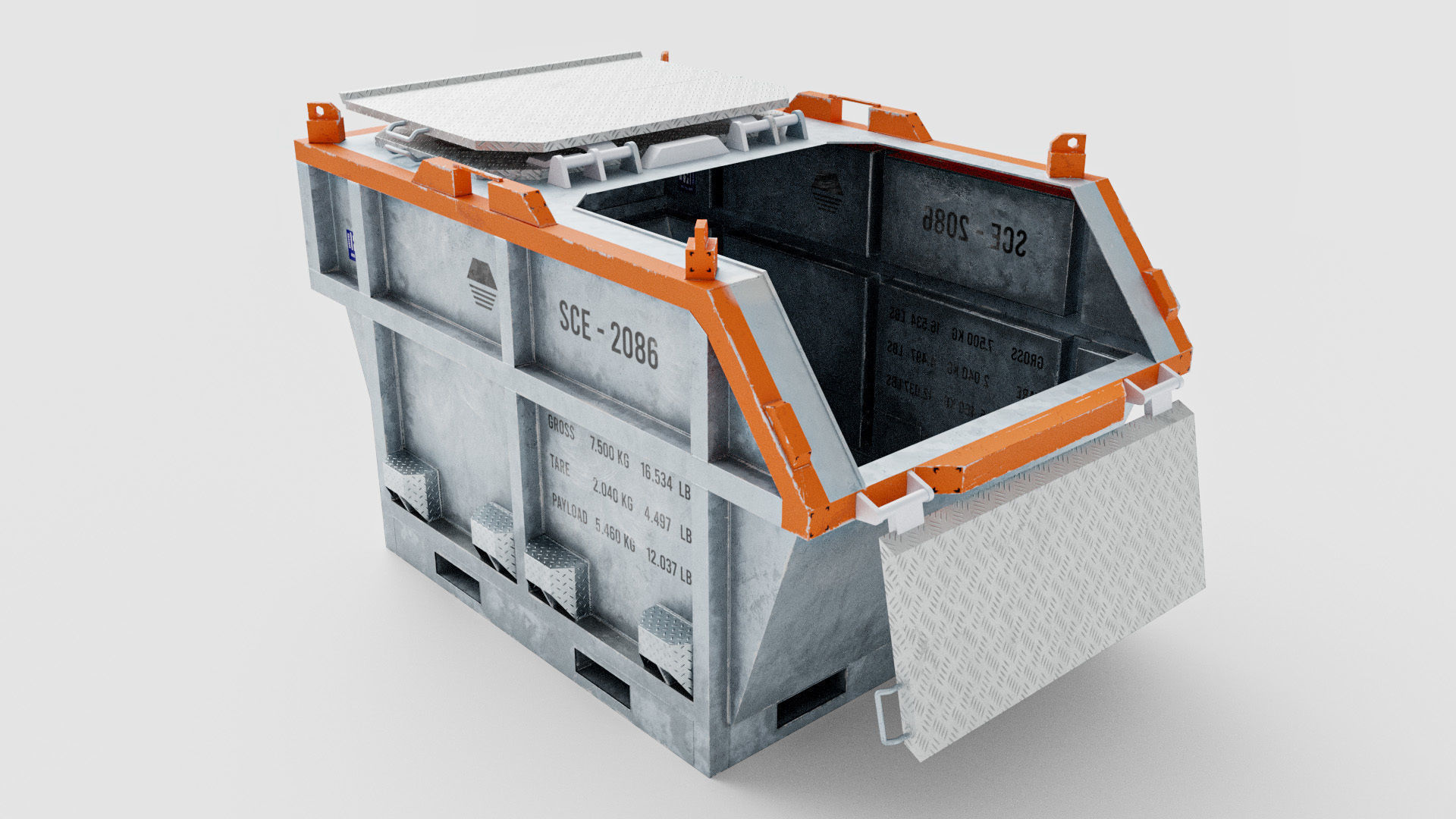 Closed Offshore Waste Skip 3D model_2