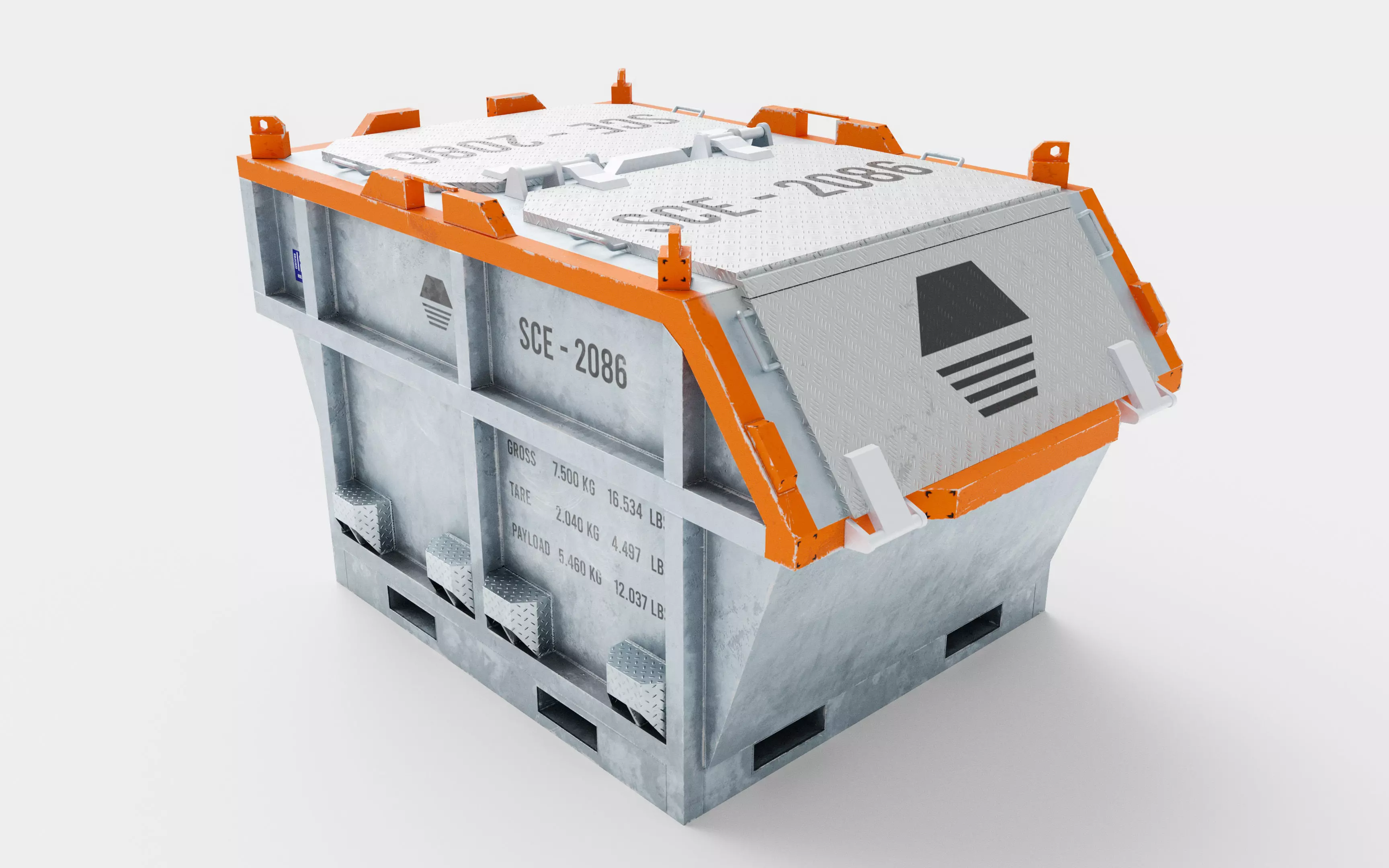 Closed Offshore Waste Skip 3D model_0