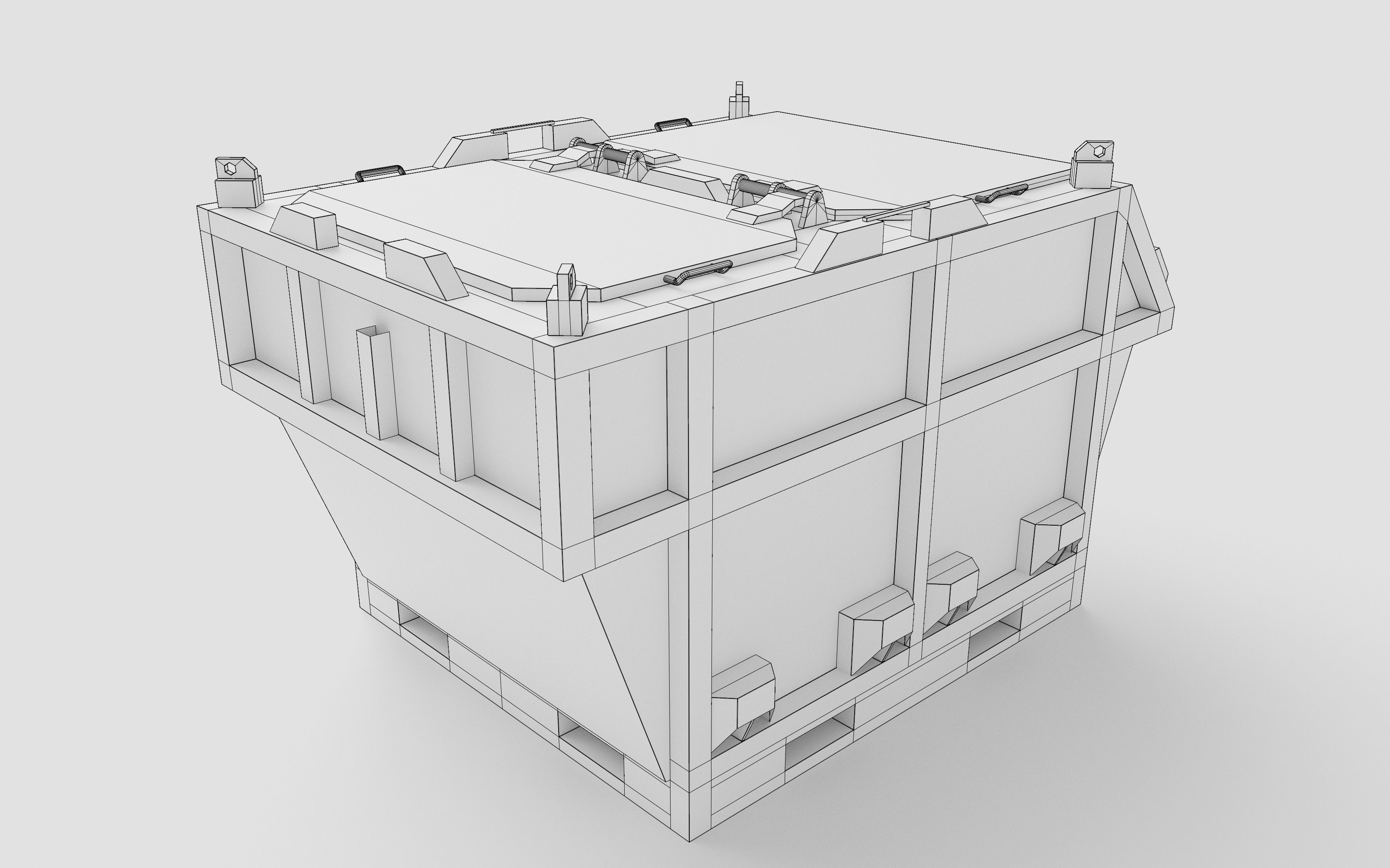 Closed Offshore Waste Skip 3D model_4