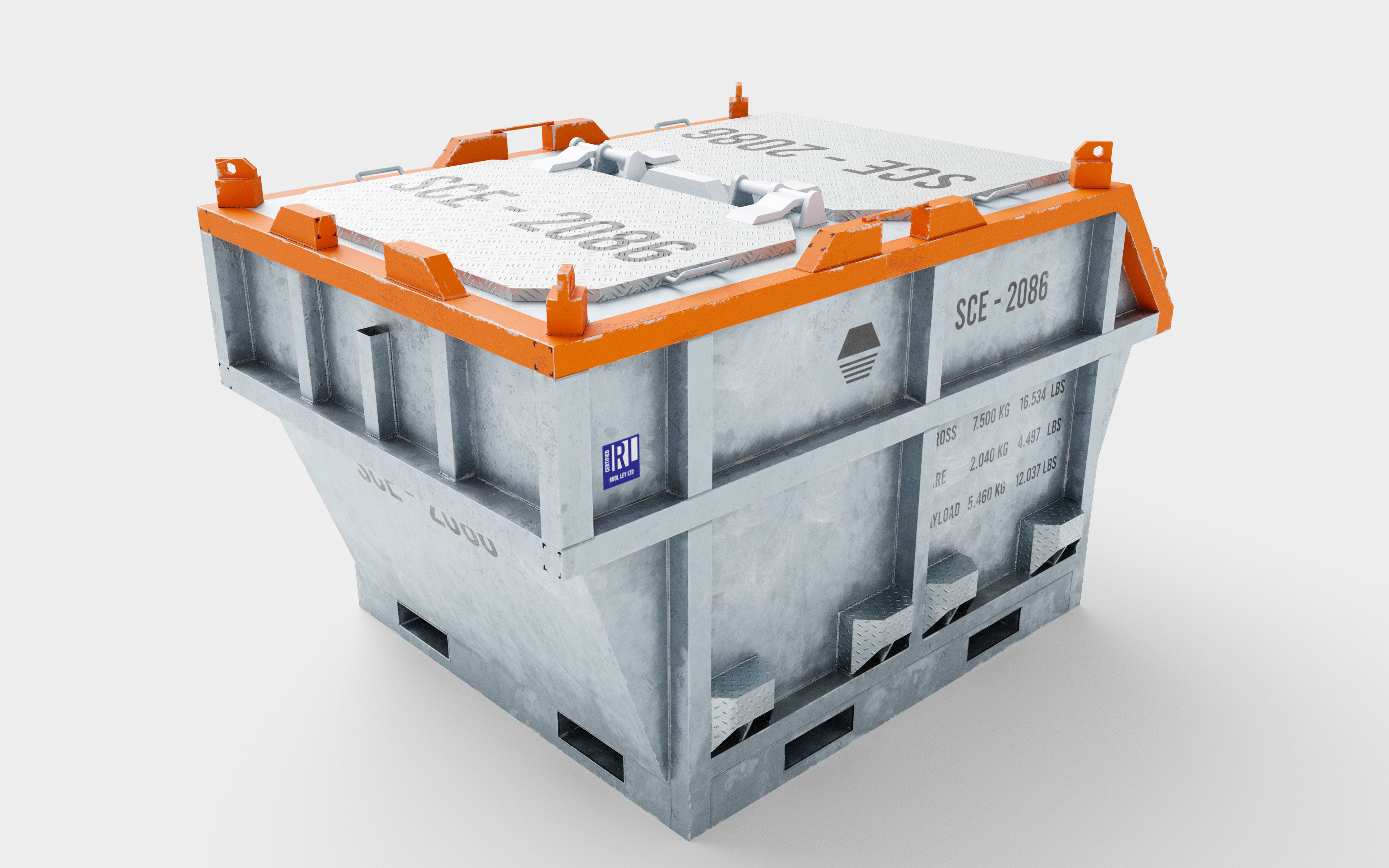 Closed Offshore Waste Skip 3D model_3