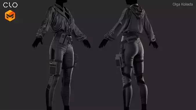 FAMALE OUTFIT Marvelous Designer project and OBJ