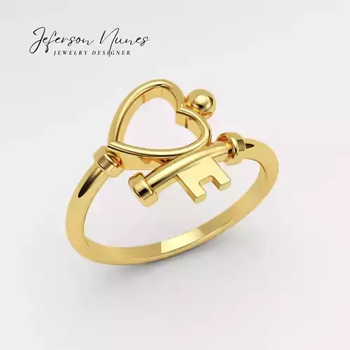 Anel Chave Coracao A1059