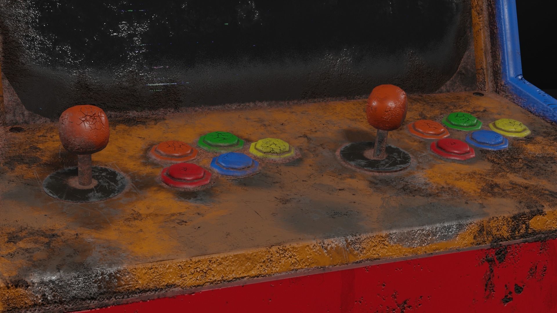 Abandoned Classic Arcade Machine Low-poly 3D model_8