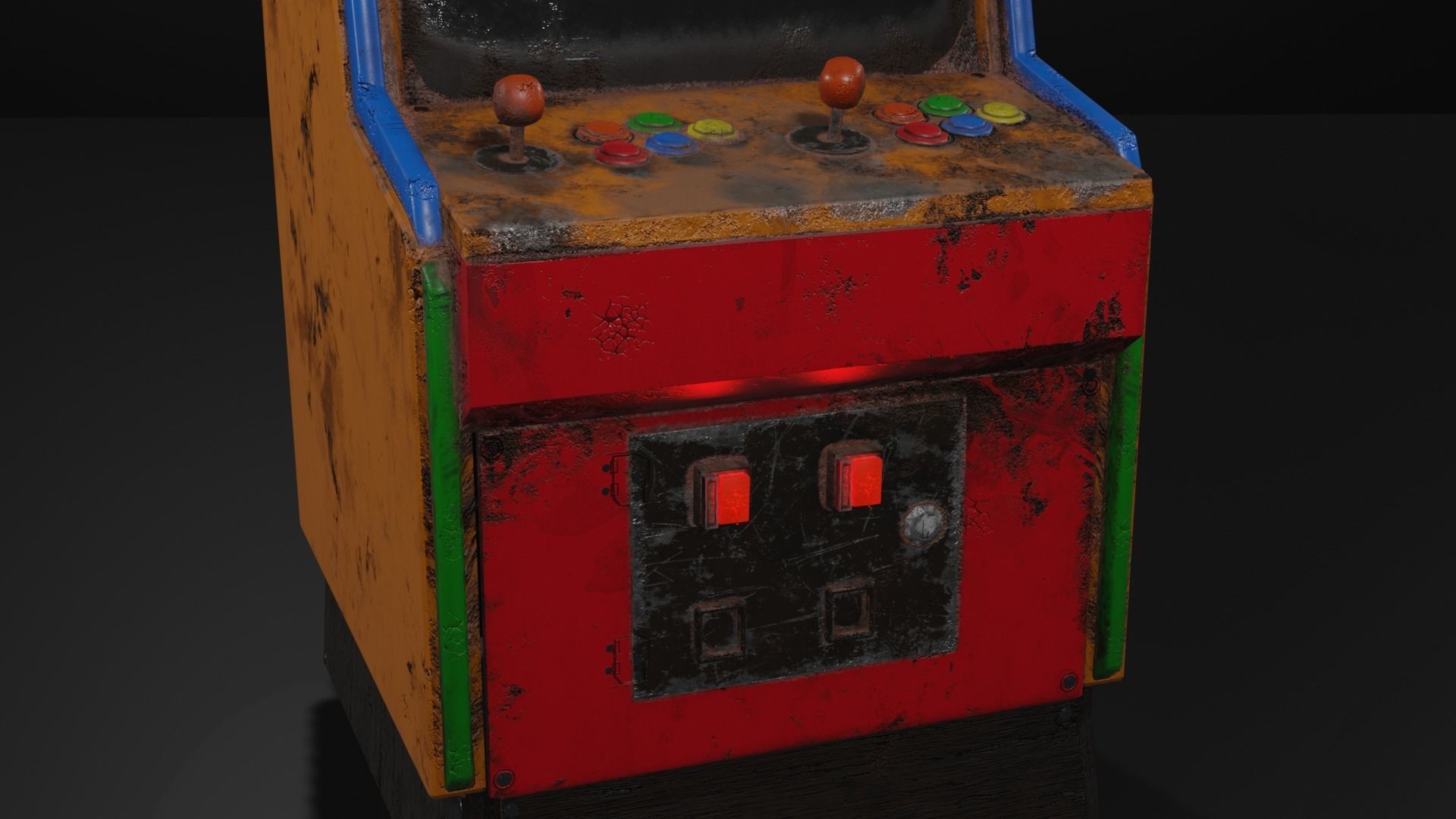 Abandoned Classic Arcade Machine Low-poly 3D model_5