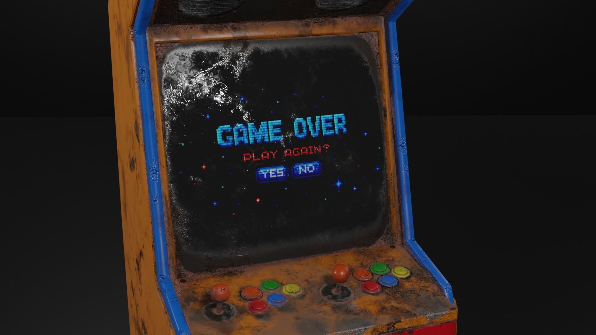 Abandoned Classic Arcade Machine Low-poly 3D model_3