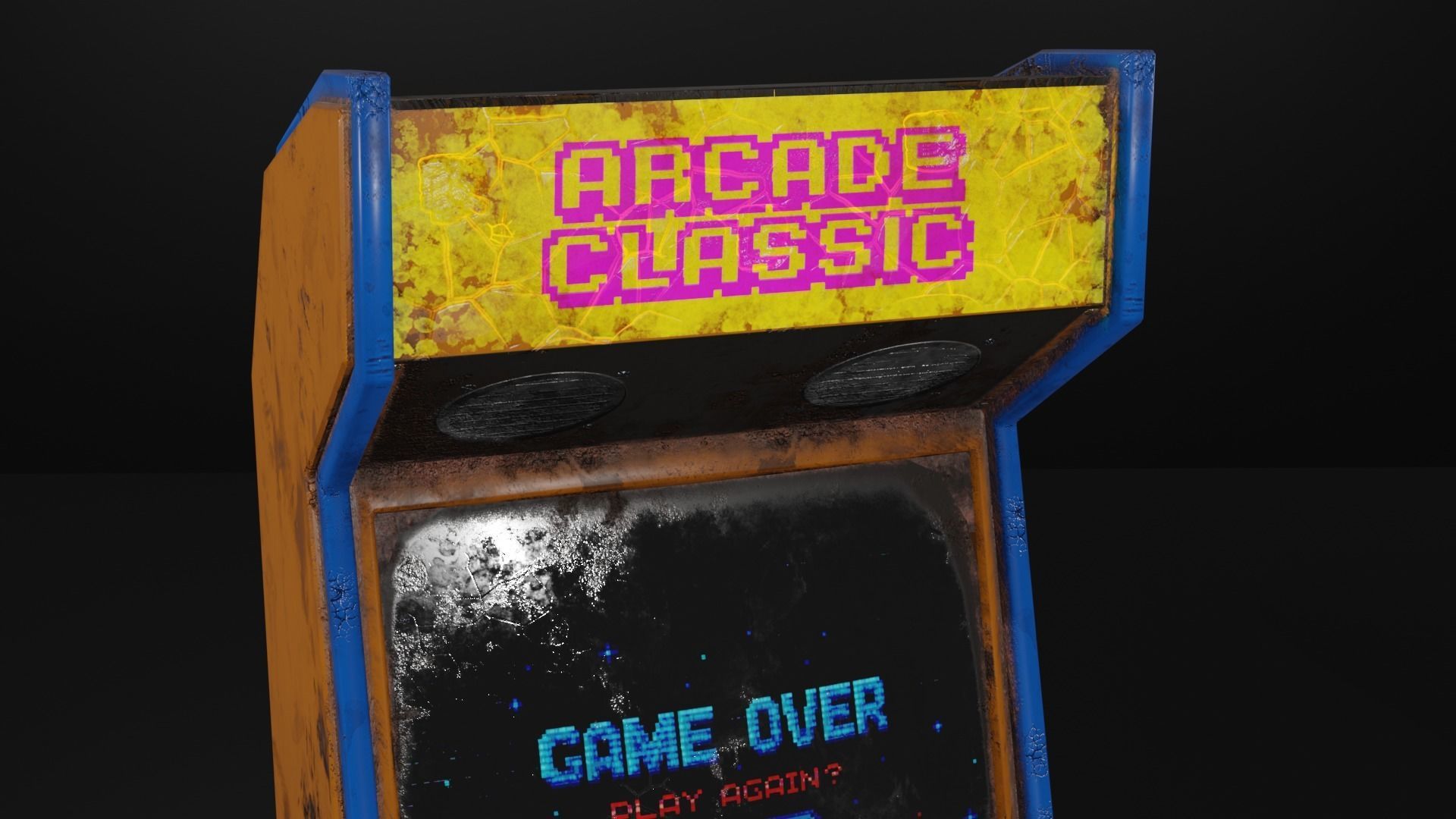 Abandoned Classic Arcade Machine Low-poly 3D model_10