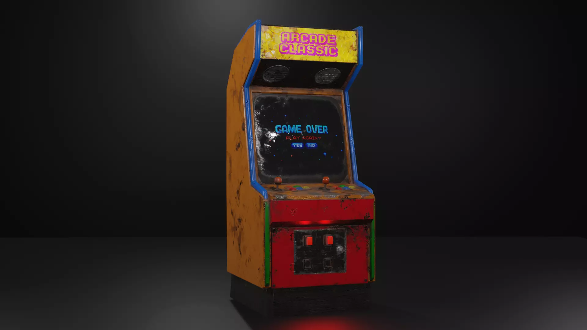 Abandoned Classic Arcade Machine Low-poly 3D model_0