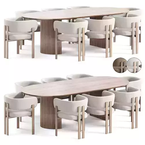  Bay Chair and Ellington Oval Pedestal Dining Table Low-poly 3D model