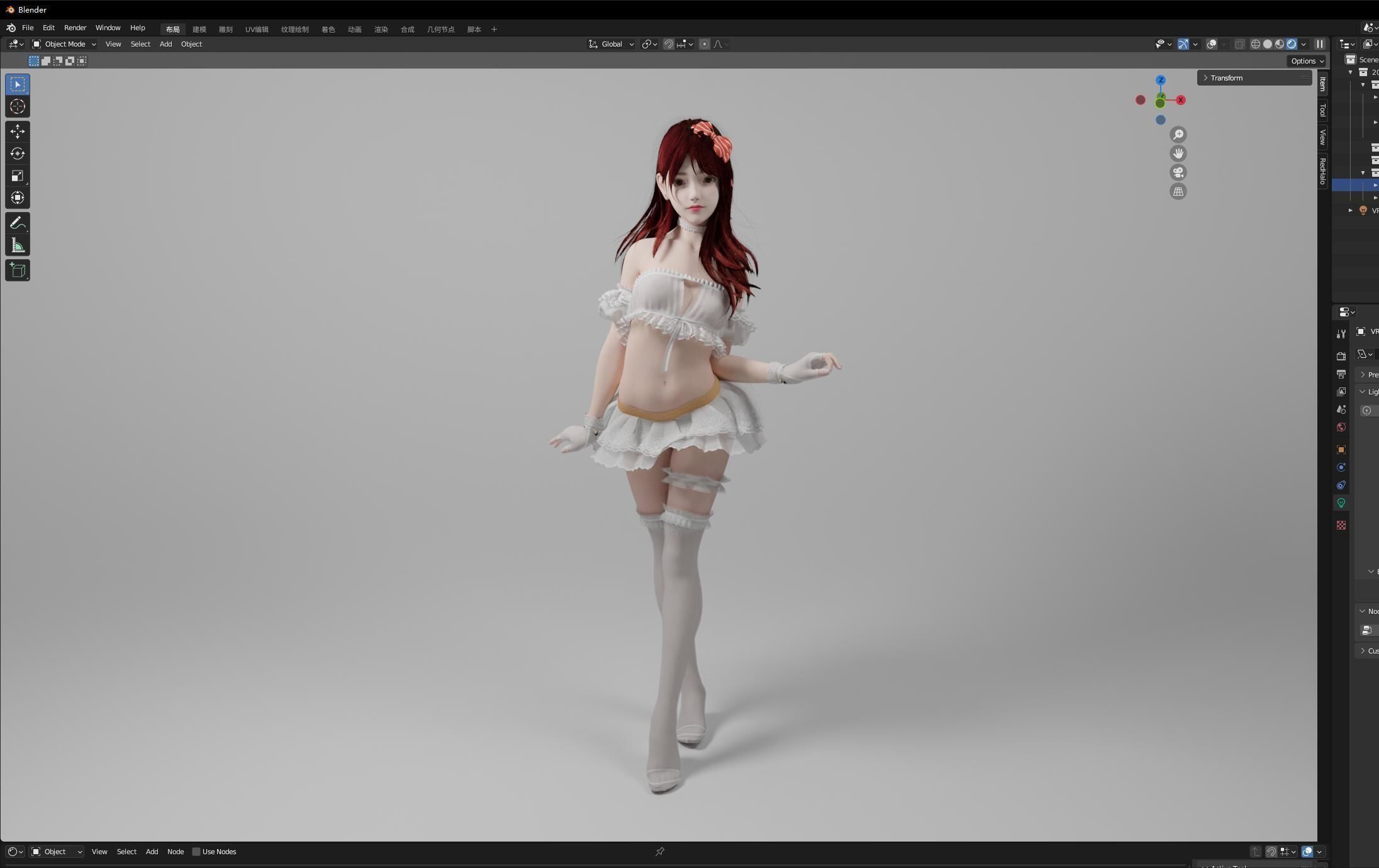 red hair sexy girl in Lace Suit 3D model_5