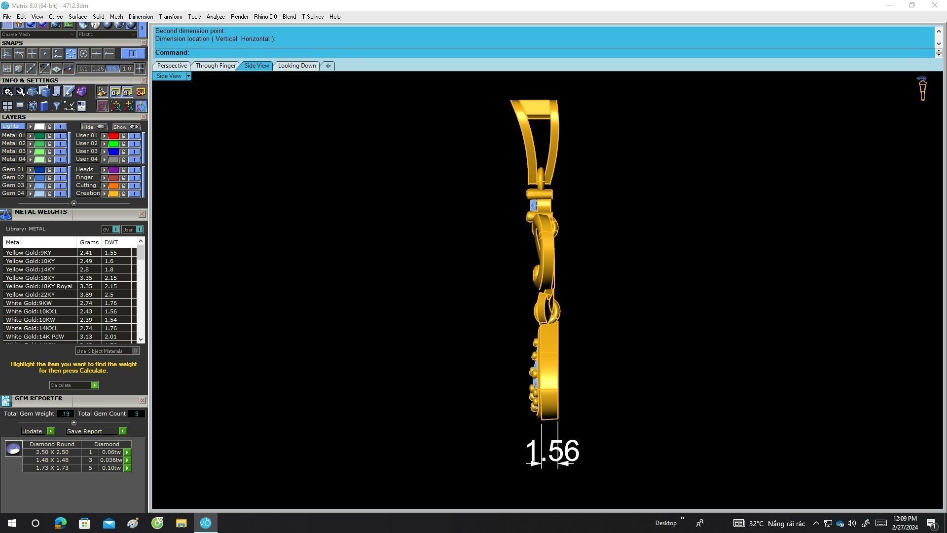 A4712 Diamond Bow Women Pendant 3D Model 3D print model_7