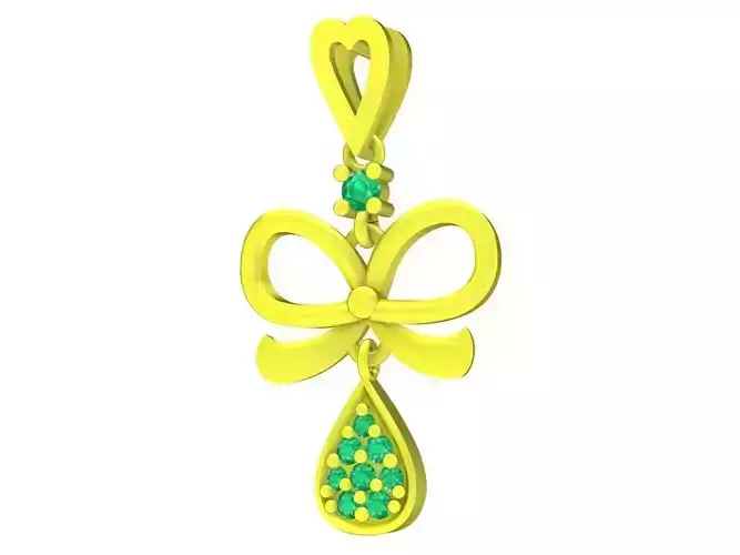 A4712 Diamond Bow Women Pendant 3D Model