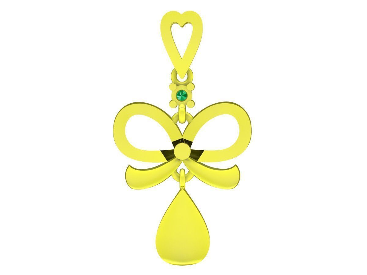 A4712 Diamond Bow Women Pendant 3D Model 3D print model_3