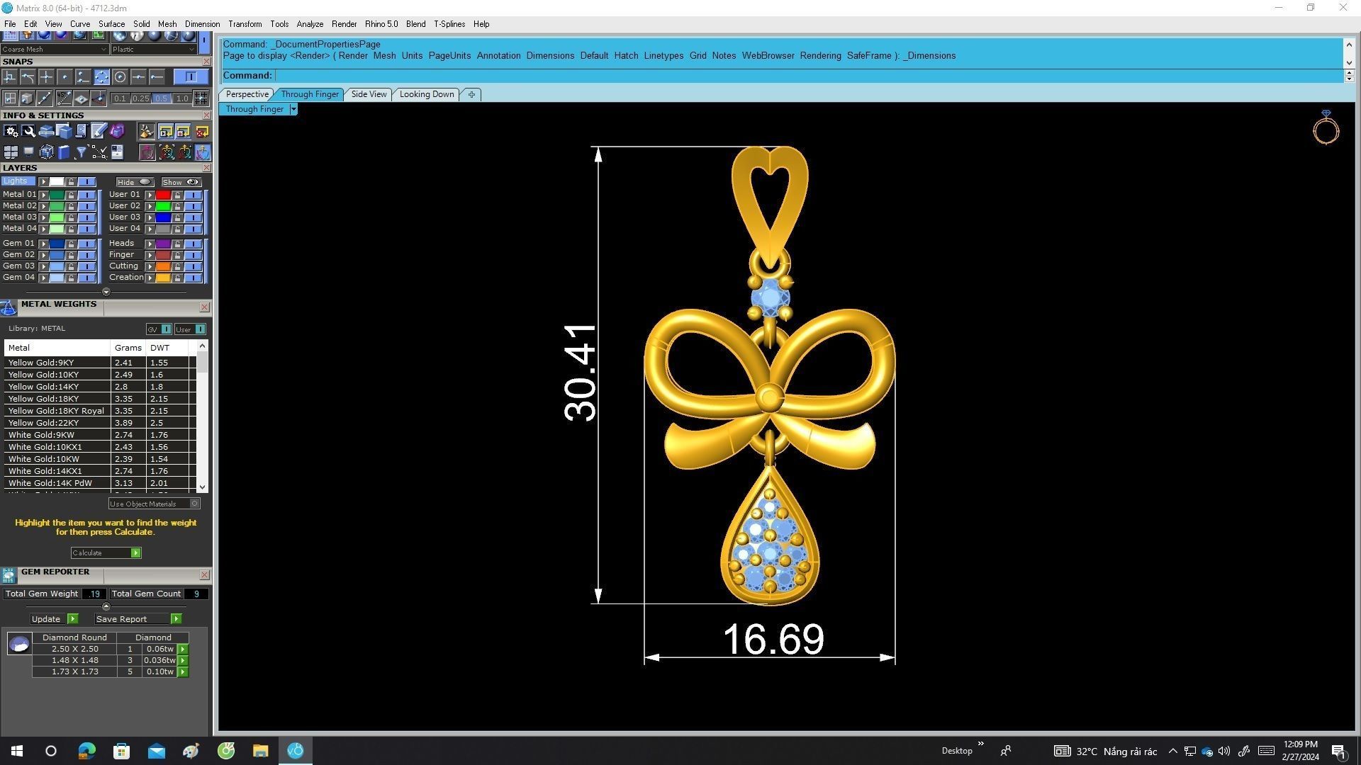 A4712 Diamond Bow Women Pendant 3D Model 3D print model_6
