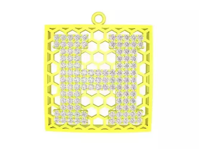 A4657 H Letter Diamond Women Pendant 3D Model