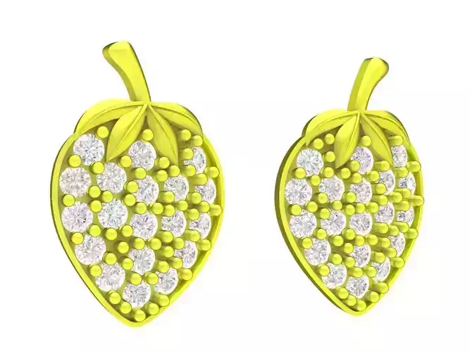 A4647 Diamond Strawberry Stud Earrings 3D Model