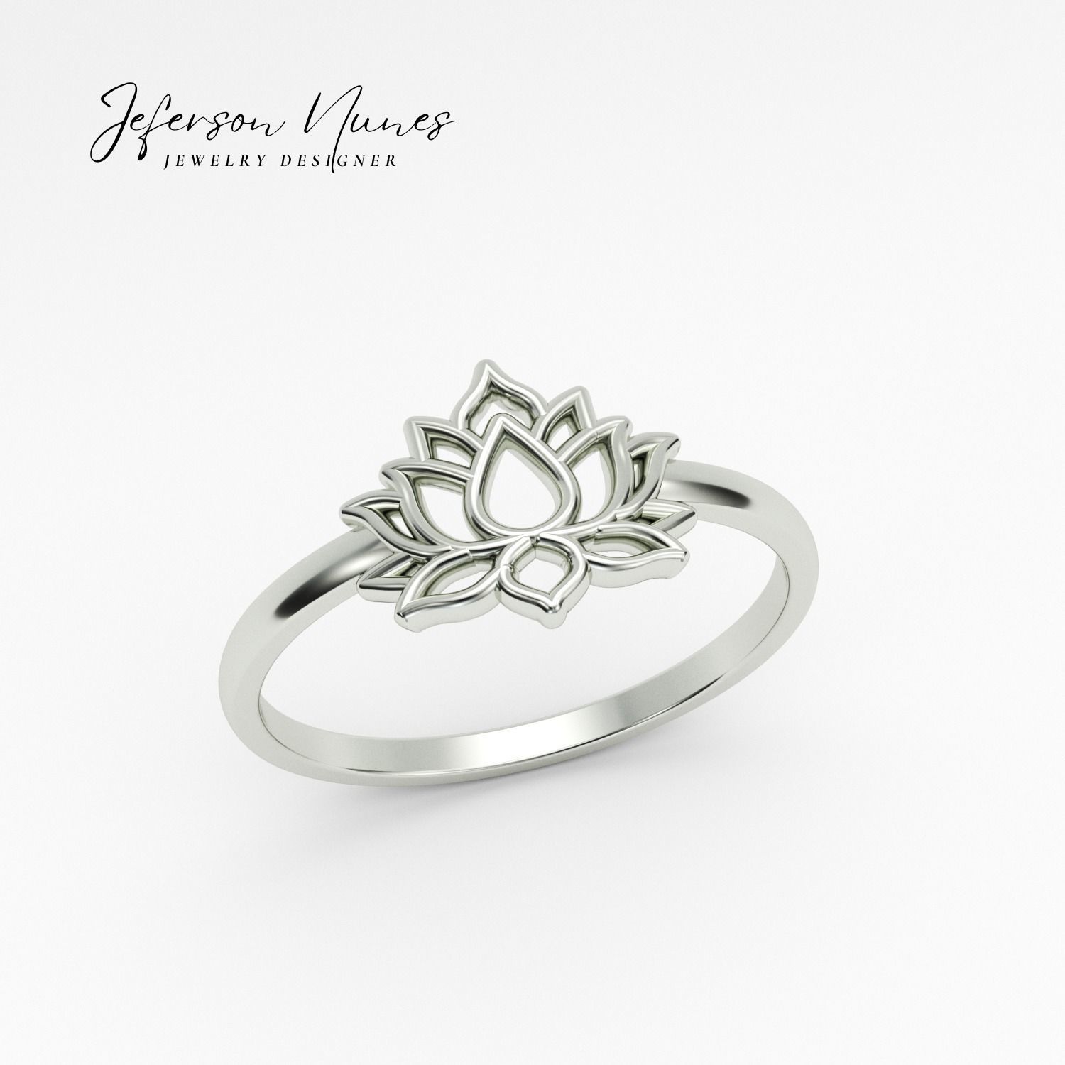 Anel Flor de Lotus A1063 3D print model_1