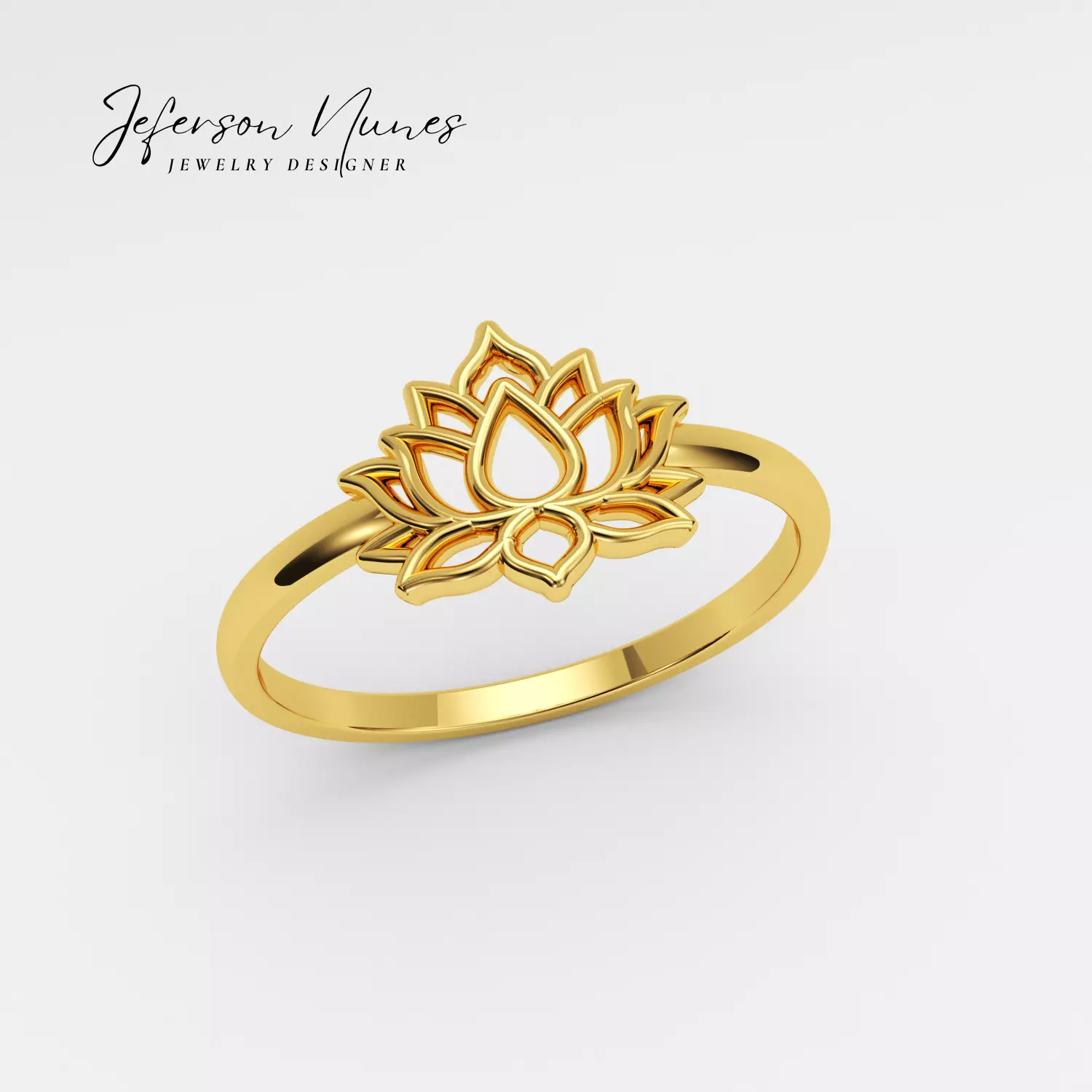 Anel Flor de Lotus A1063 3D print model_0