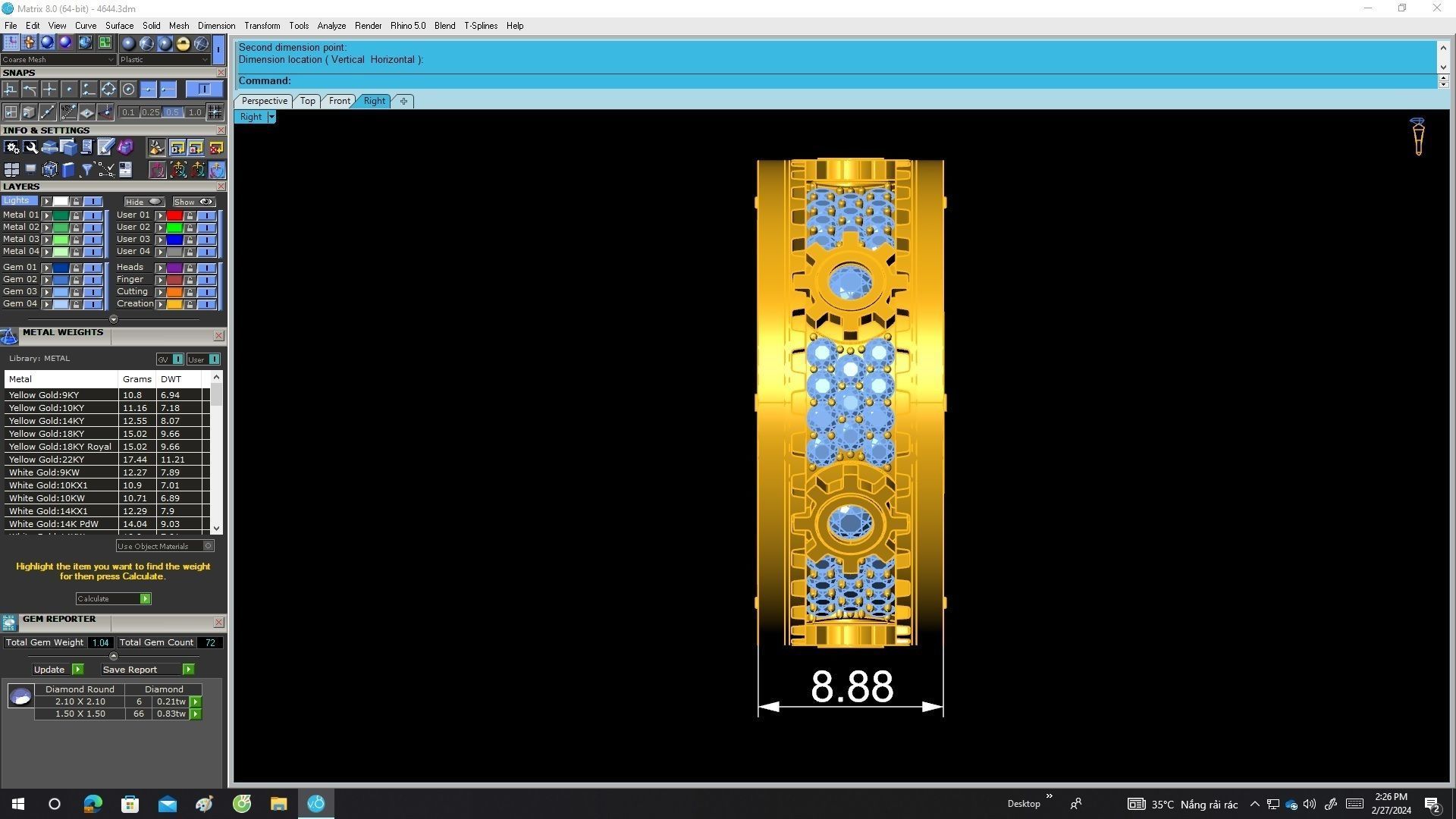 A4644 Diamond Wheel Gear Ring 3D Model 3D print model_7