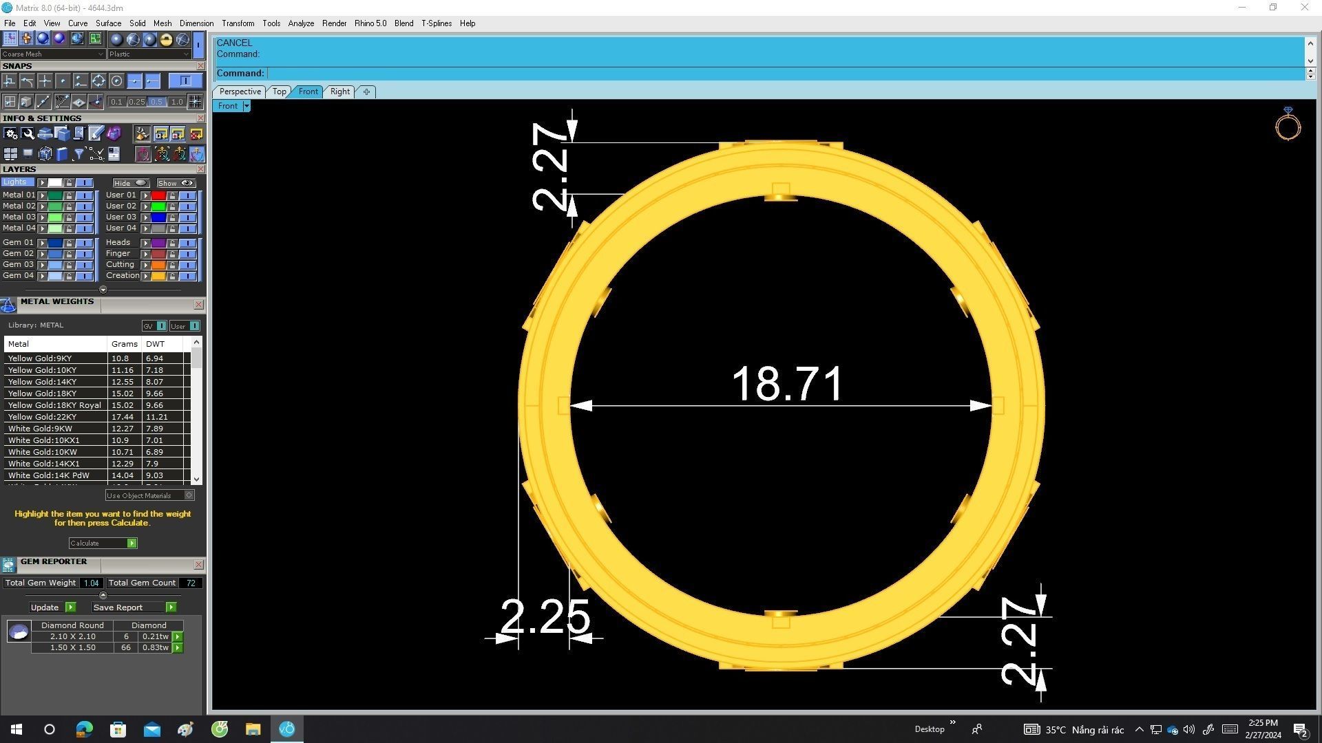 A4644 Diamond Wheel Gear Ring 3D Model 3D print model_6