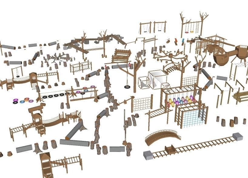 Outdoor Wood playground Low-poly 3D model2 Low-poly 3D model_3