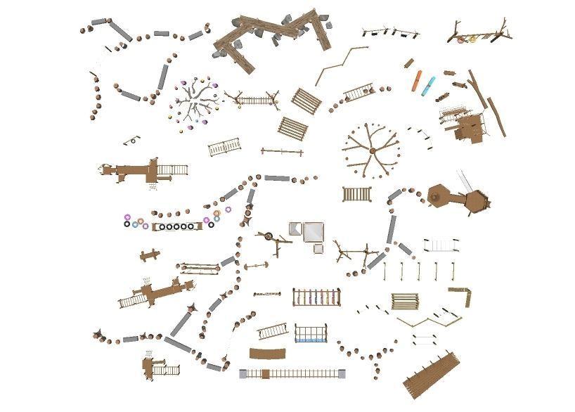 Outdoor Wood playground Low-poly 3D model2 Low-poly 3D model_2