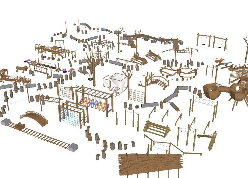 Outdoor Wood playground Low-poly 3D model2 Low-poly 3D model_4