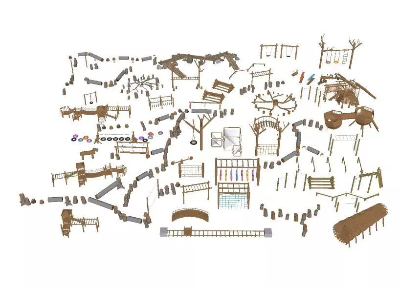 Outdoor Wood playground Low-poly 3D model2 Low-poly 3D model_0