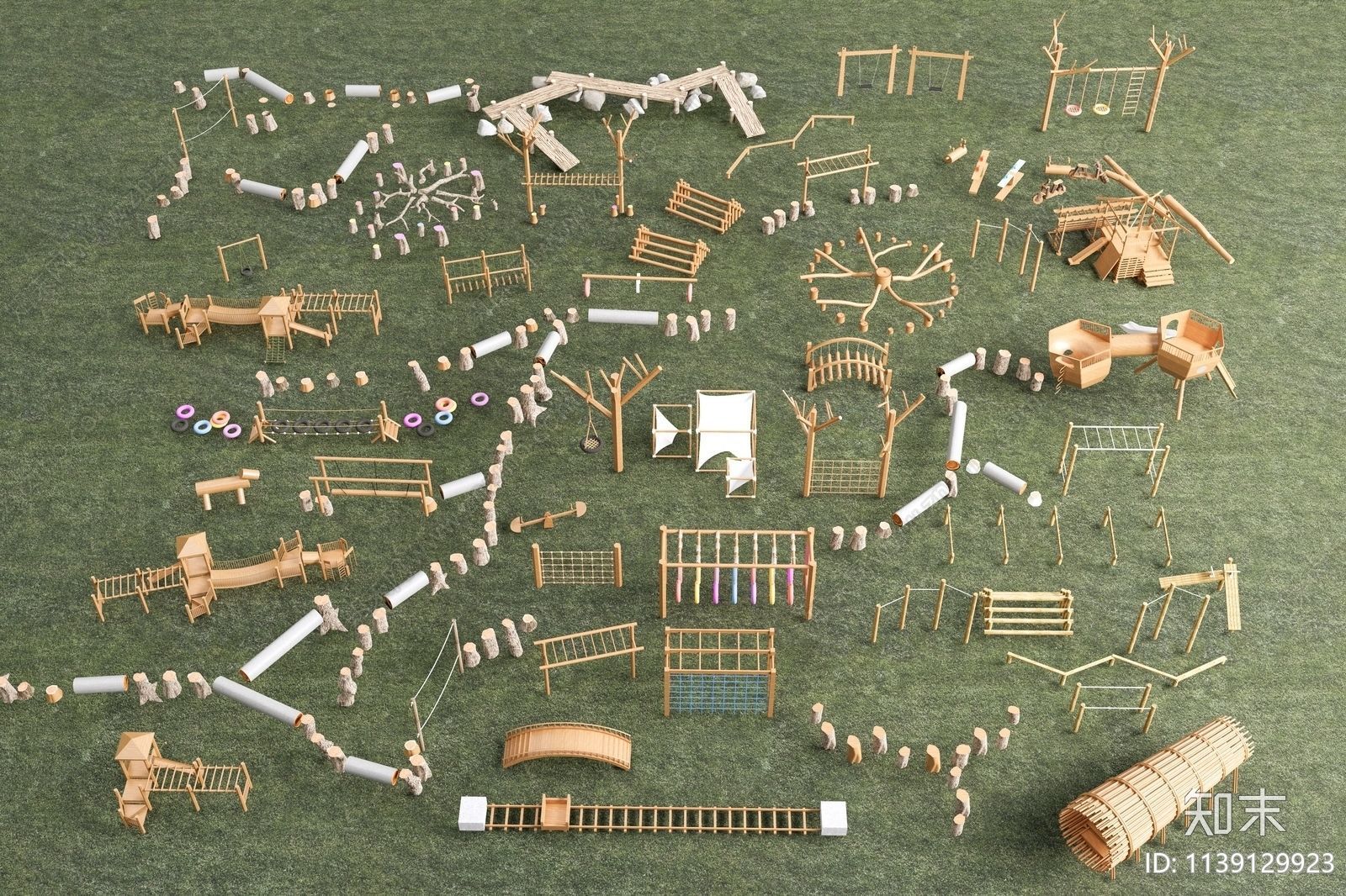 Outdoor Wood playground Low-poly 3D model2 Low-poly 3D model_1