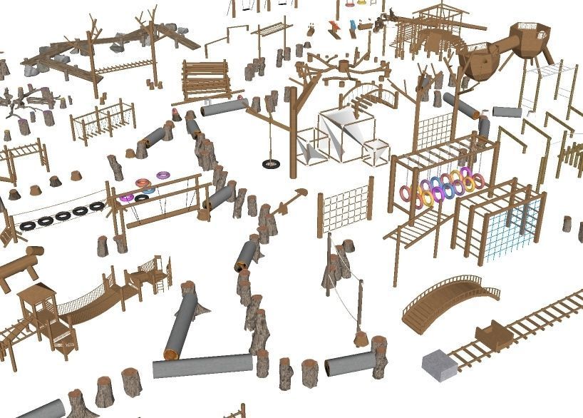 Outdoor Wood playground Low-poly 3D model2 Low-poly 3D model_5