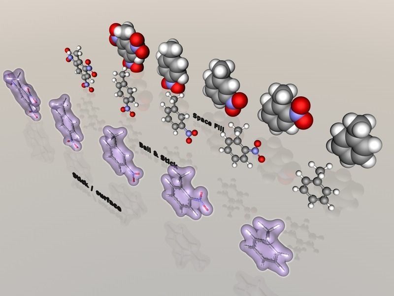 Collection of toluene nitrotoluene and trinitrotoluene TNT 3D model_1