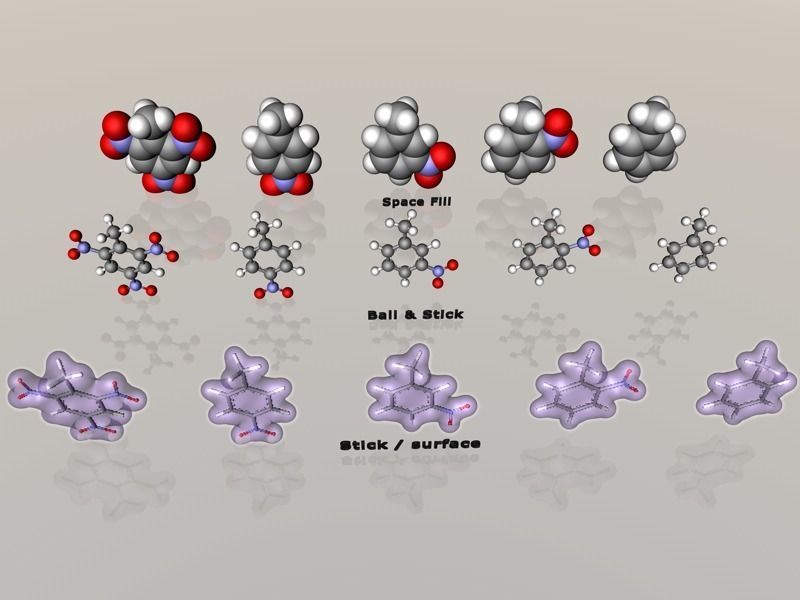 Collection of toluene nitrotoluene and trinitrotoluene TNT 3D model_22