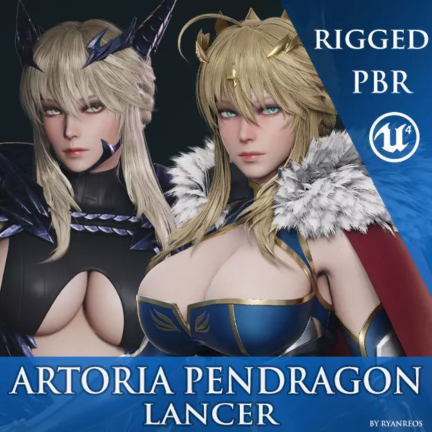 Artoria Pendragon Lancer - Game Ready Low-poly 3D model_0
