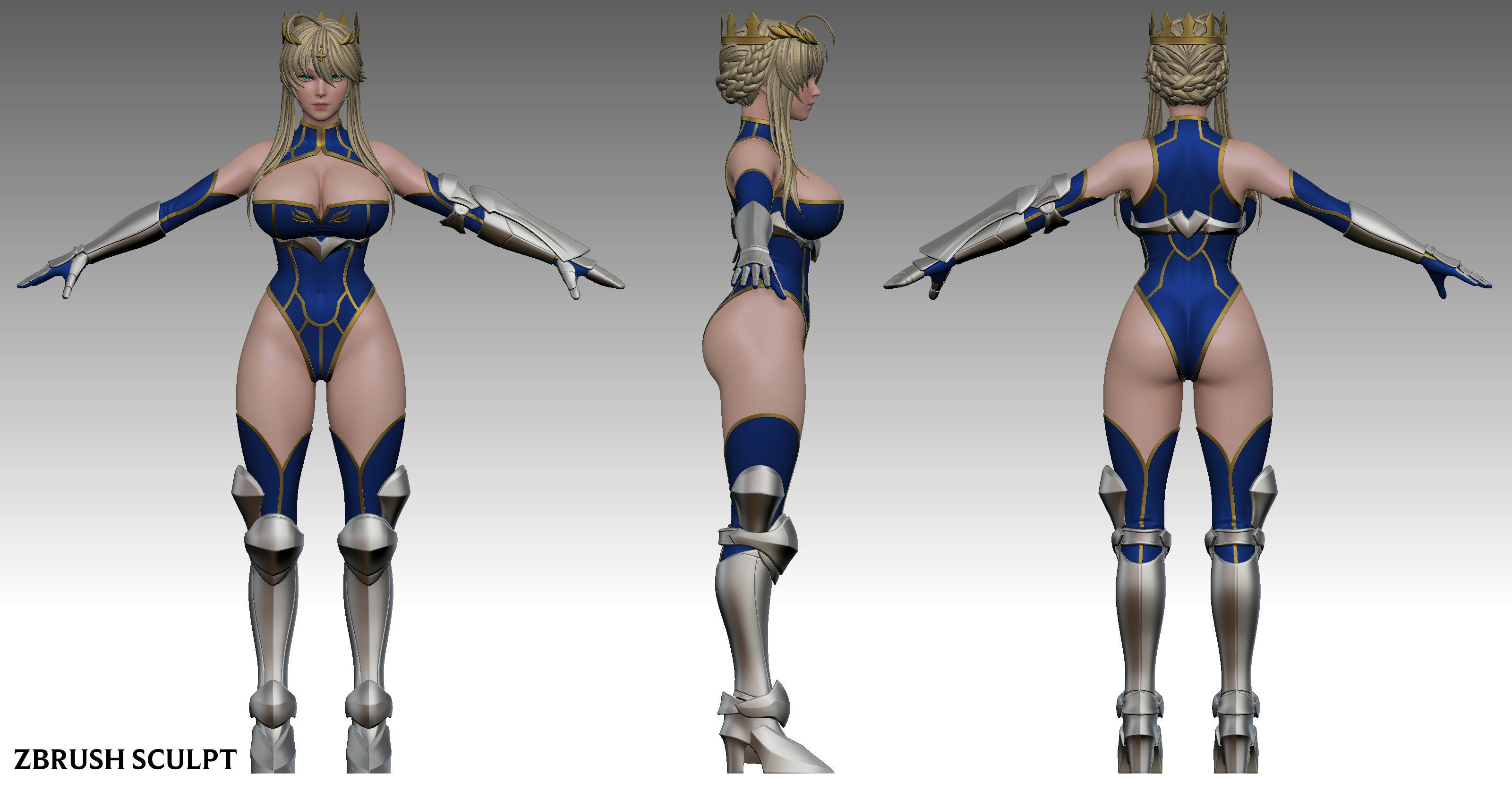 Artoria Pendragon Lancer - Game Ready Low-poly 3D model_26