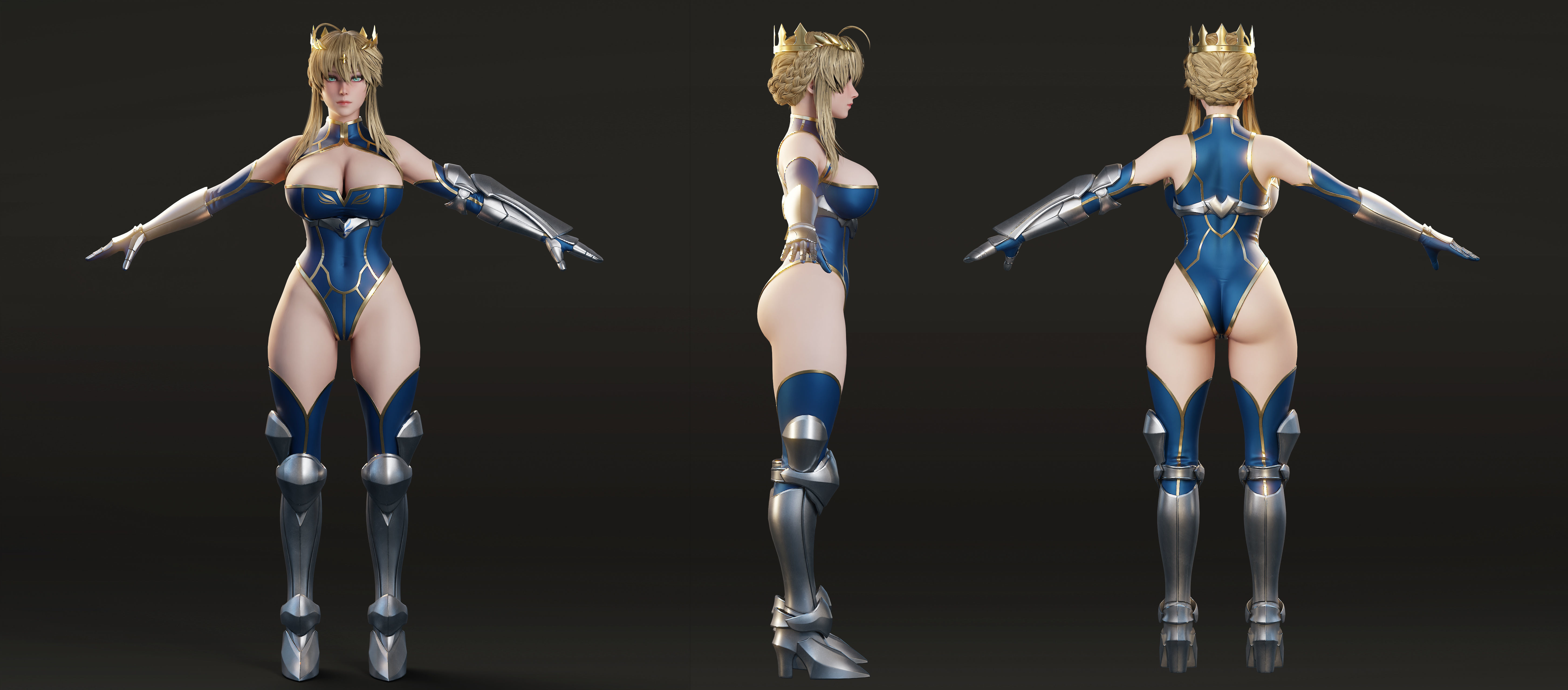 Artoria Pendragon Lancer - Game Ready Low-poly 3D model_9