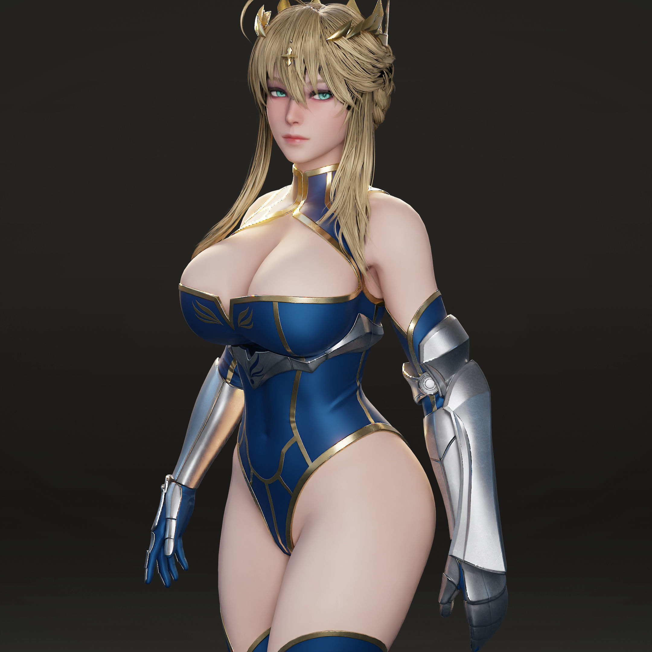 Artoria Pendragon Lancer - Game Ready Low-poly 3D model_7