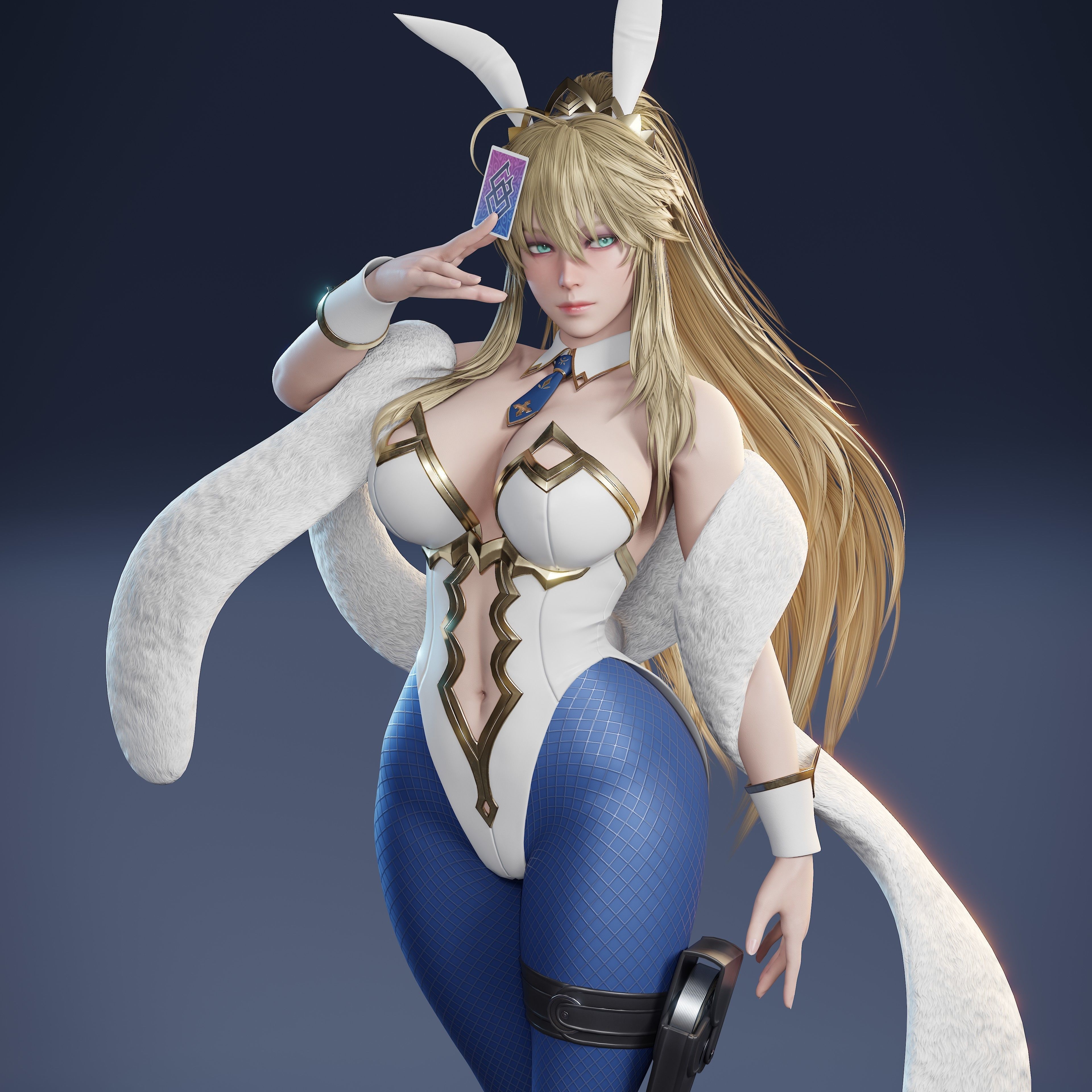 Artoria Pendragon Lancer - Game Ready Low-poly 3D model_12